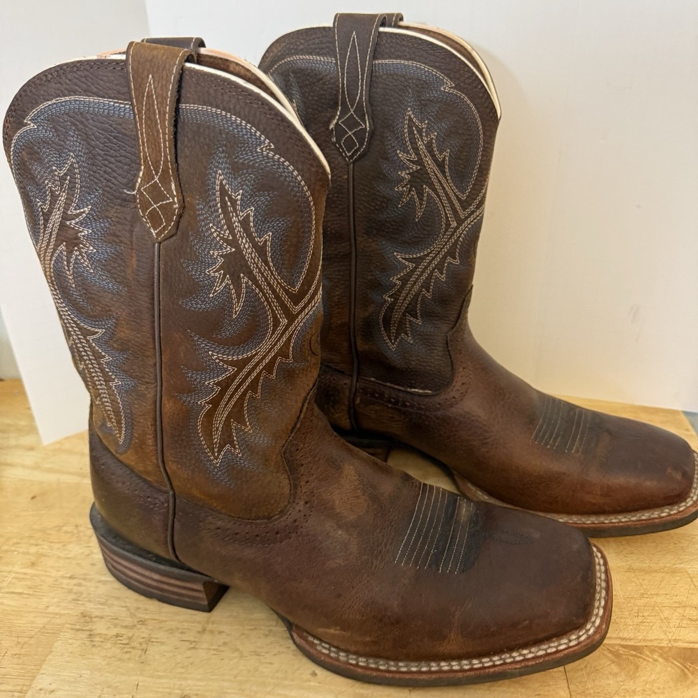 Men's ARIAT "QUICKDRAW" Brown Leather Western Cowboy Boots 10006714 Size 11.5D
